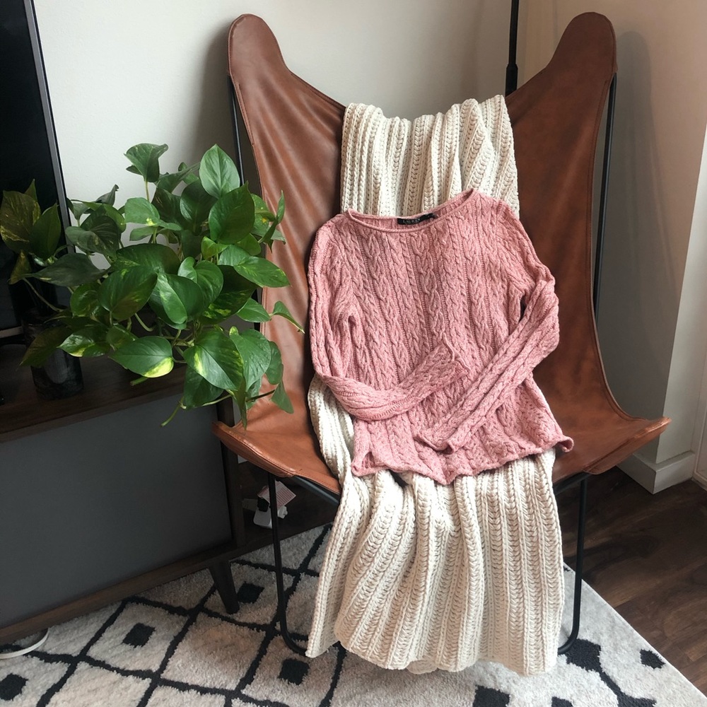 Ralph Lauren Pink Cable Knit Sweater